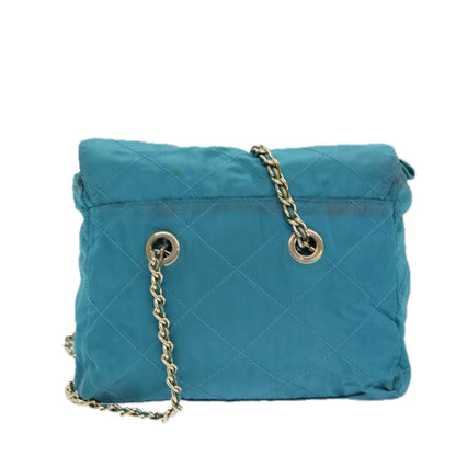 PRADA Chain Shoulder Bag Nylon Blue Auth ar12043