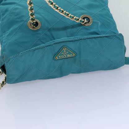 PRADA Chain Shoulder Bag Nylon Blue Auth ar12043