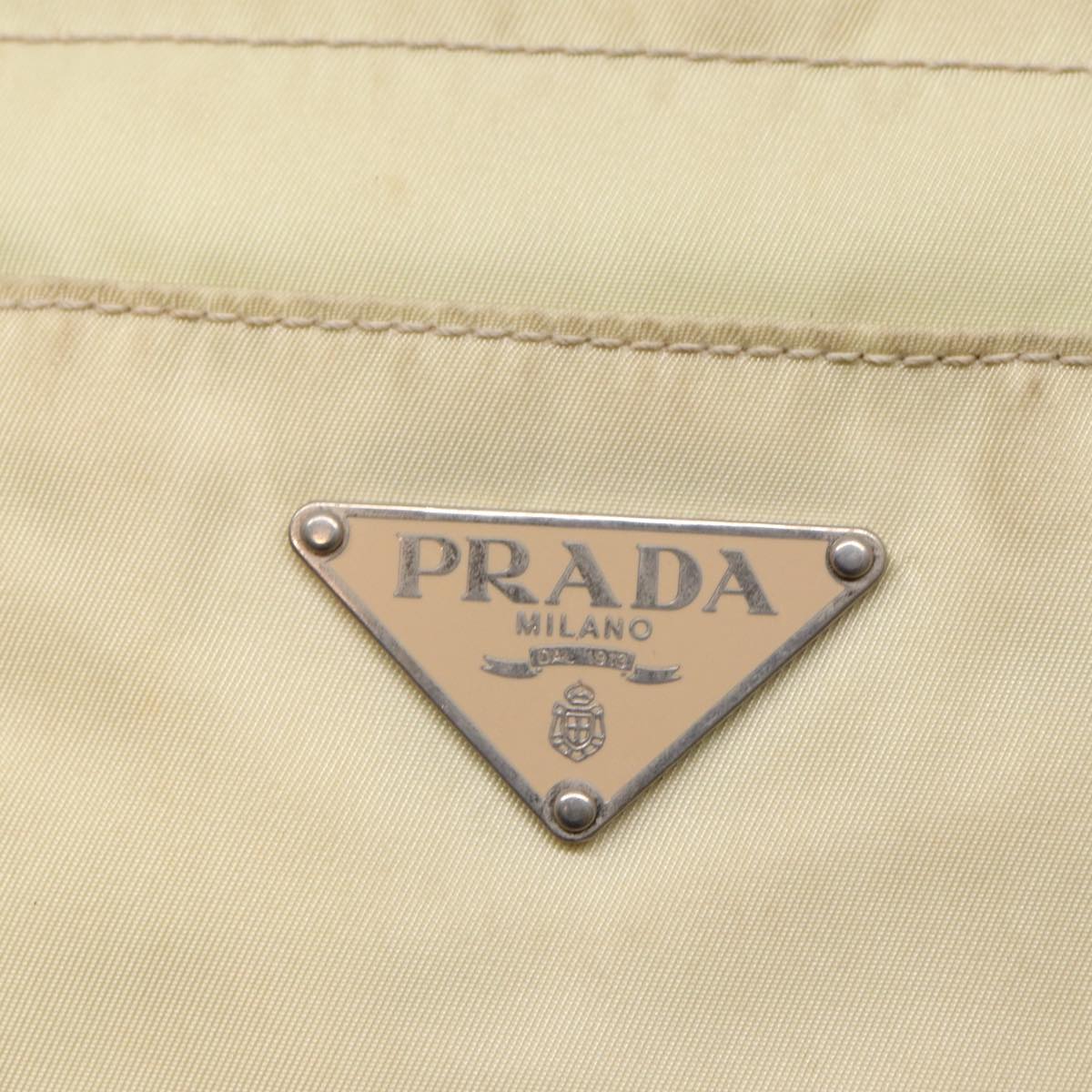 PRADA Tote Bag Nylon Beige Auth ar12047