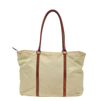 PRADA Tote Bag Nylon Beige Auth ar12047