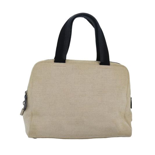 PRADA Hand Bag Canvas Beige Auth ar12140