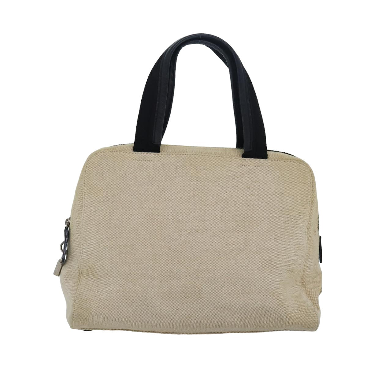 PRADA Hand Bag Canvas Beige Auth ar12140