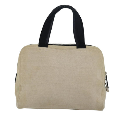 PRADA Hand Bag Canvas Beige Auth ar12140