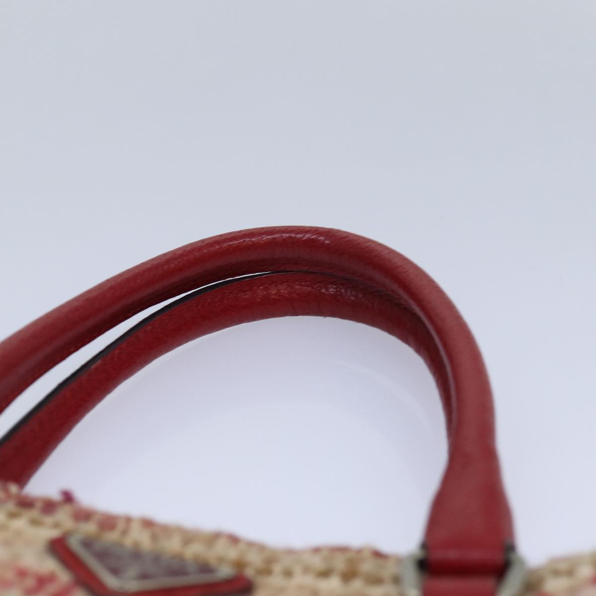 PRADA Hand Bag Wool Beige Red Auth ar12196