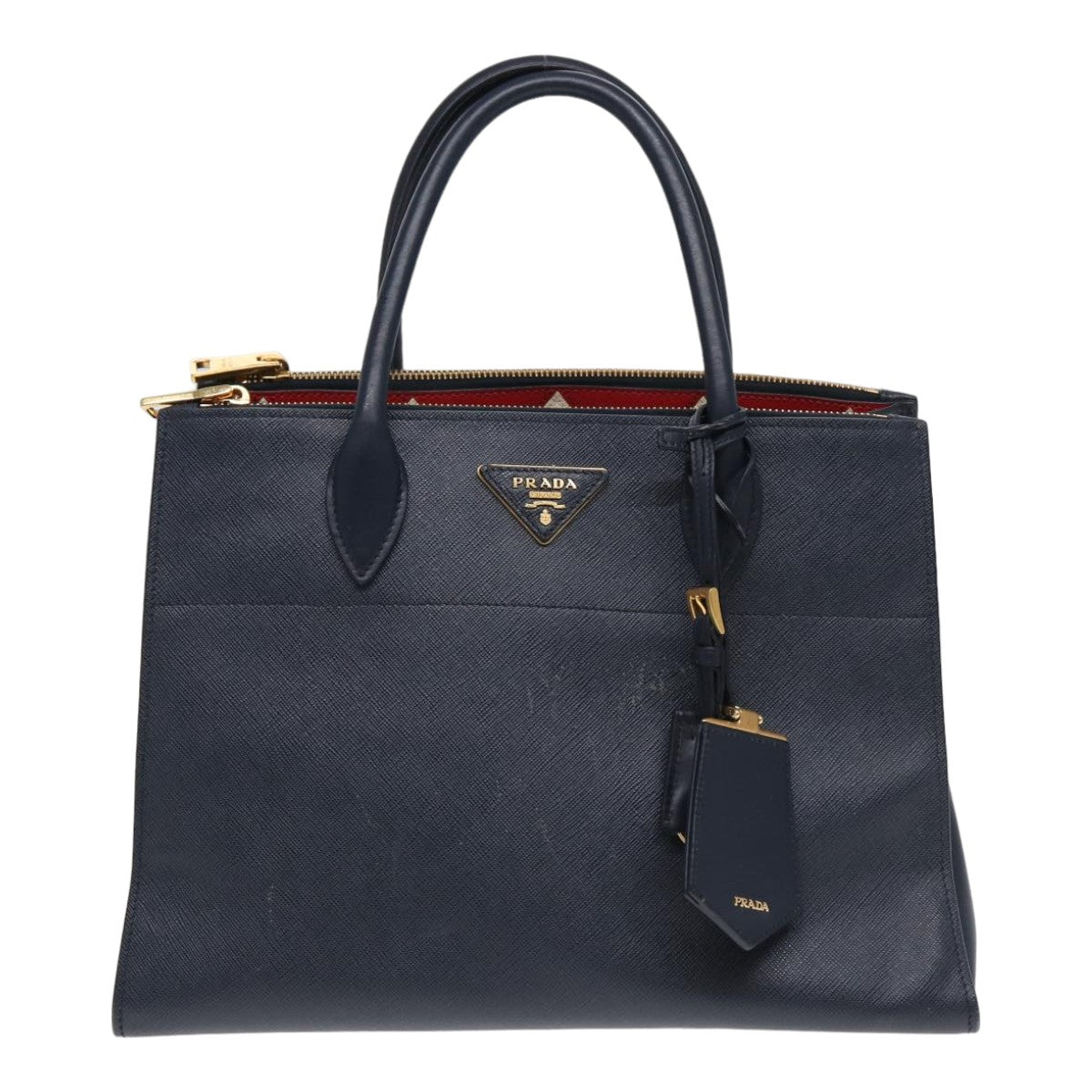 PRADA Hand Bag Safiano leather 2way Navy Auth ar12198