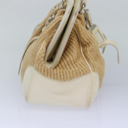 PRADA Hand Bag Straw Beige Auth ar12199