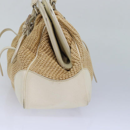 PRADA Hand Bag Straw Beige Auth ar12199