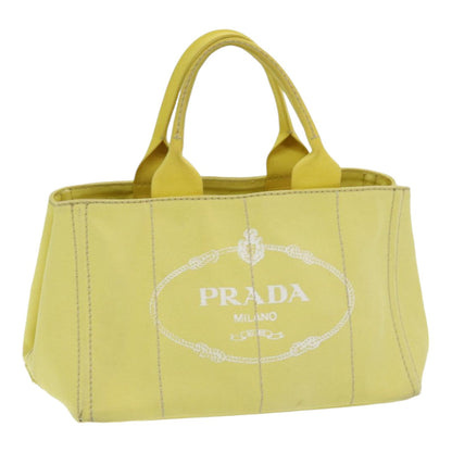 PRADA Canapa MM Hand Bag Canvas Yellow Auth ar12201