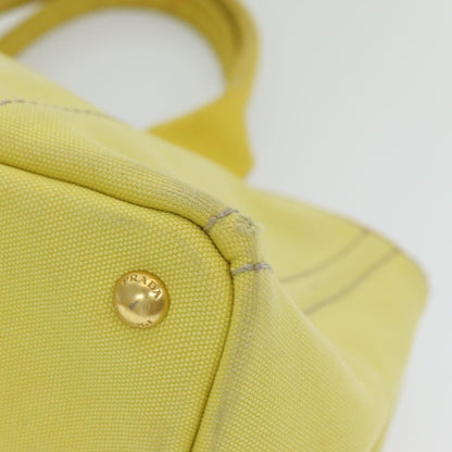 PRADA Canapa MM Hand Bag Canvas Yellow Auth ar12201