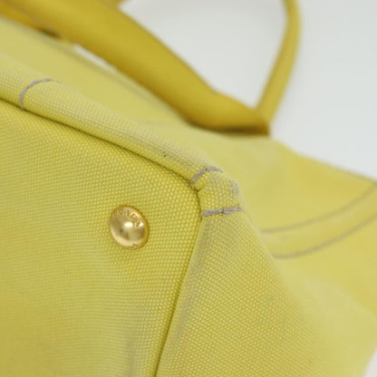 PRADA Canapa MM Hand Bag Canvas Yellow Auth ar12201