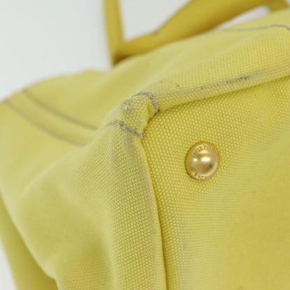 PRADA Canapa MM Hand Bag Canvas Yellow Auth ar12201