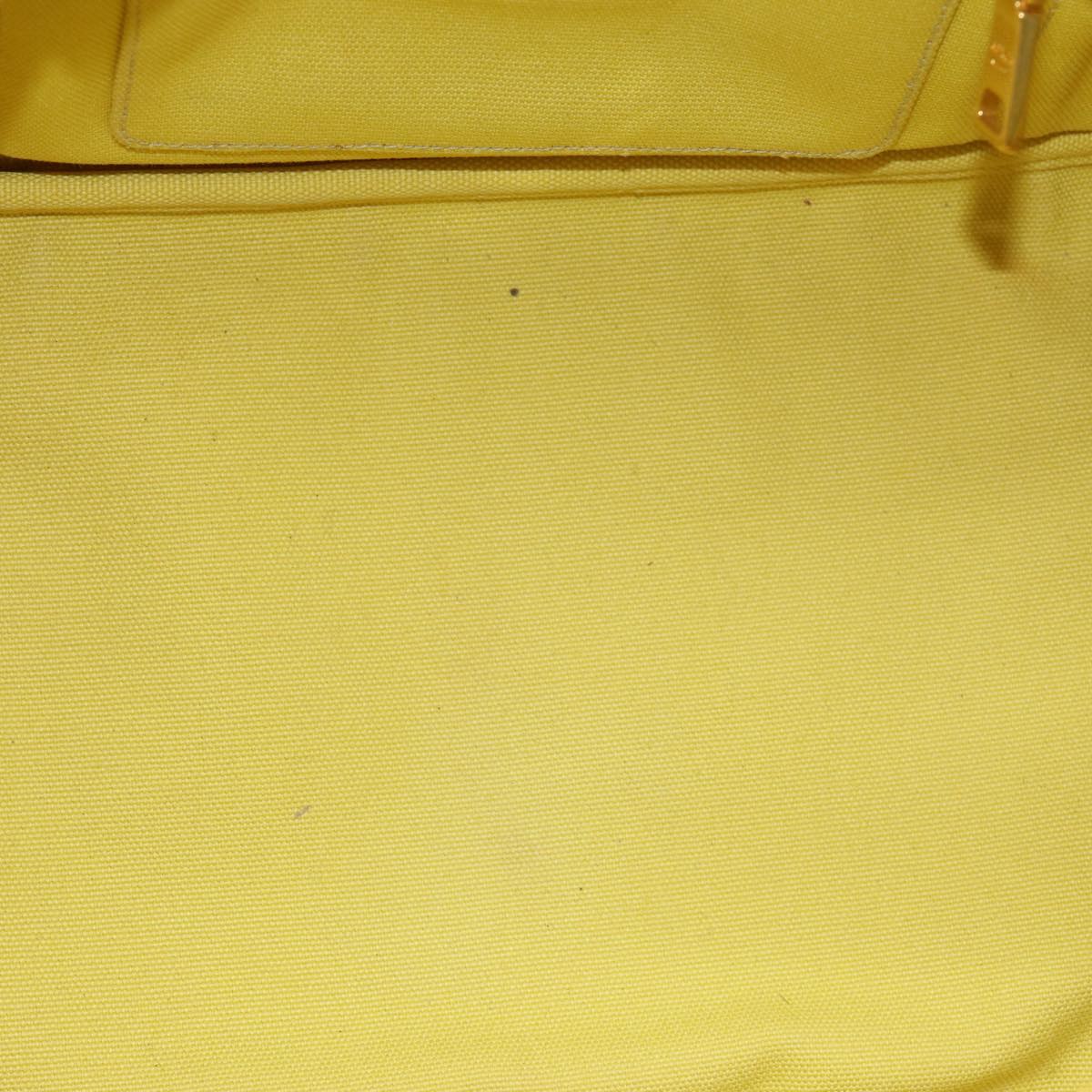 PRADA Canapa MM Hand Bag Canvas Yellow Auth ar12201