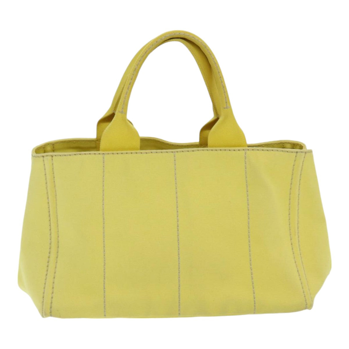 PRADA Canapa MM Hand Bag Canvas Yellow Auth ar12201