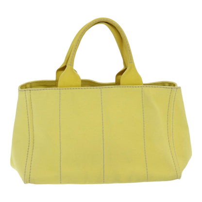 PRADA Canapa MM Hand Bag Canvas Yellow Auth ar12201