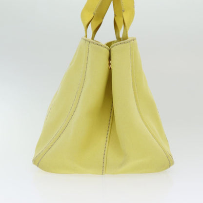 PRADA Canapa MM Hand Bag Canvas Yellow Auth ar12201