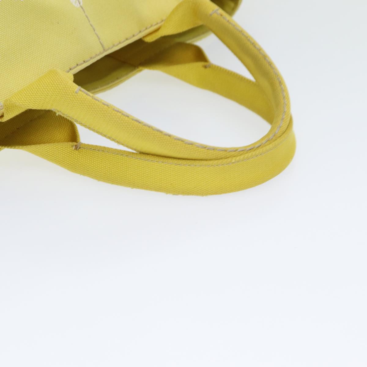 PRADA Canapa MM Hand Bag Canvas Yellow Auth ar12201