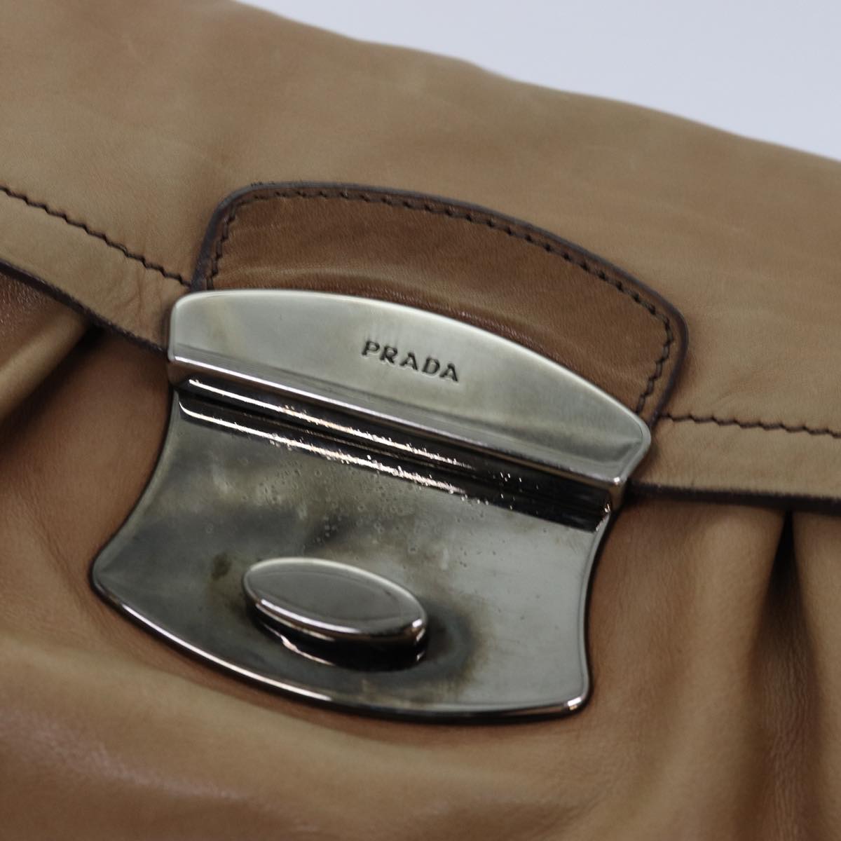 PRADA Shoulder Bag Leather Brown Auth ar12271