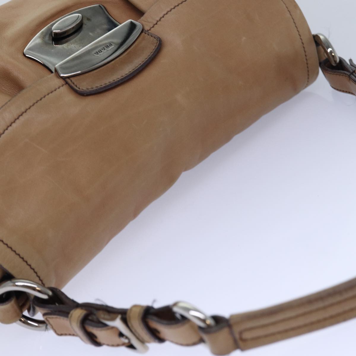 PRADA Shoulder Bag Leather Brown Auth ar12271