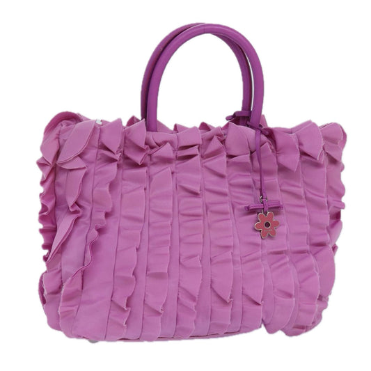 PRADA Hand Bag Nylon Pink Auth ar12283