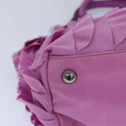 PRADA Hand Bag Nylon Pink Auth ar12283