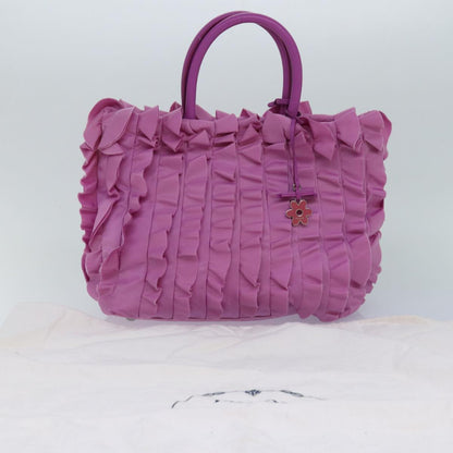 PRADA Hand Bag Nylon Pink Auth ar12283