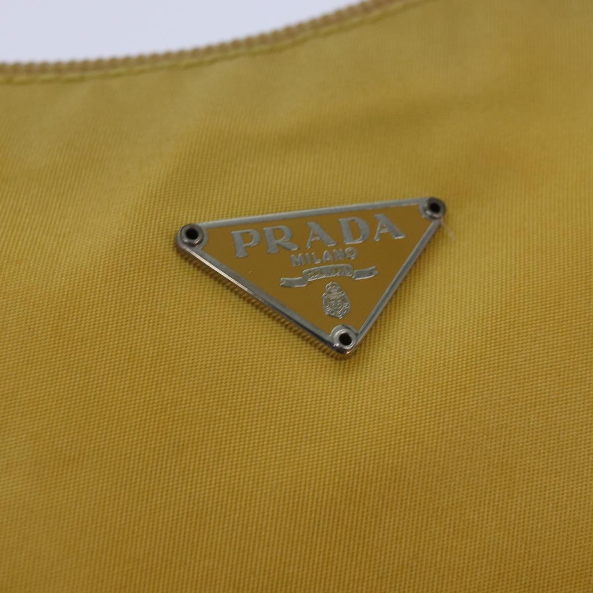 PRADA Hand Bag Nylon Yellow Auth ar12284