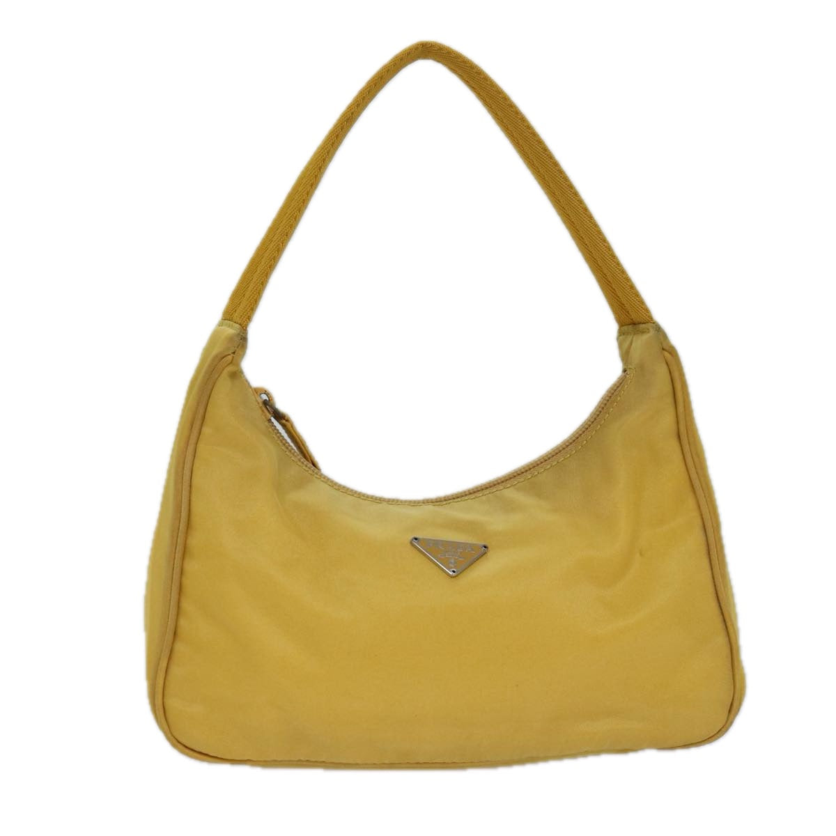 PRADA Hand Bag Nylon Yellow Auth ar12284