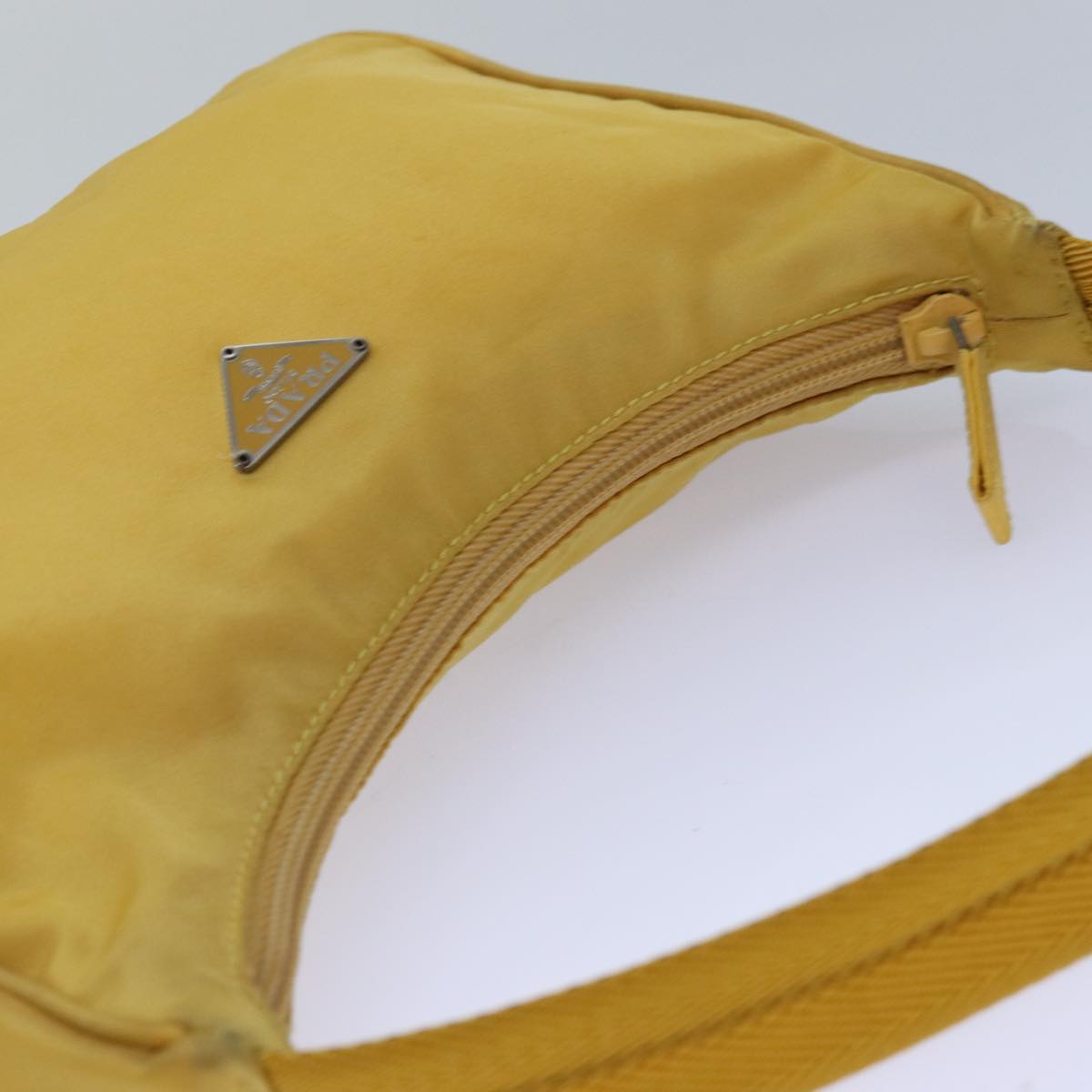 PRADA Hand Bag Nylon Yellow Auth ar12284