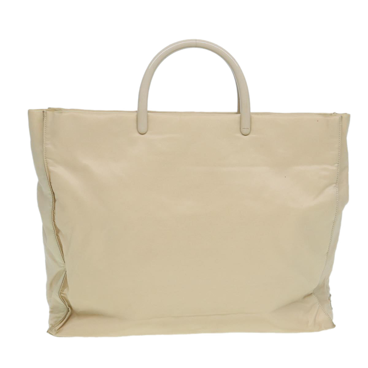 PRADA Hand Bag Nylon Beige Auth ar12298