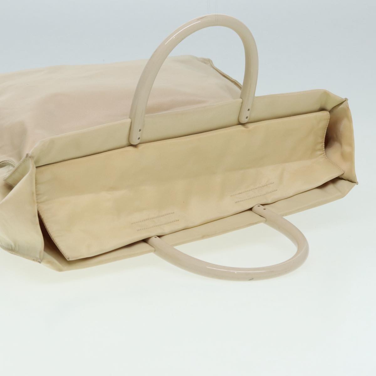 PRADA Hand Bag Nylon Beige Auth ar12298