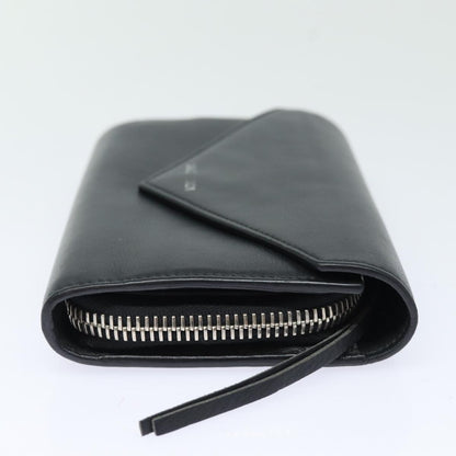 Balenciaga Paper Manny Long Wallet Leather Black Silver 371661 Auth ar12342