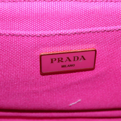 PRADA Canapa PM Hand Bag Canvas 2way Pink Gold Auth ar12364