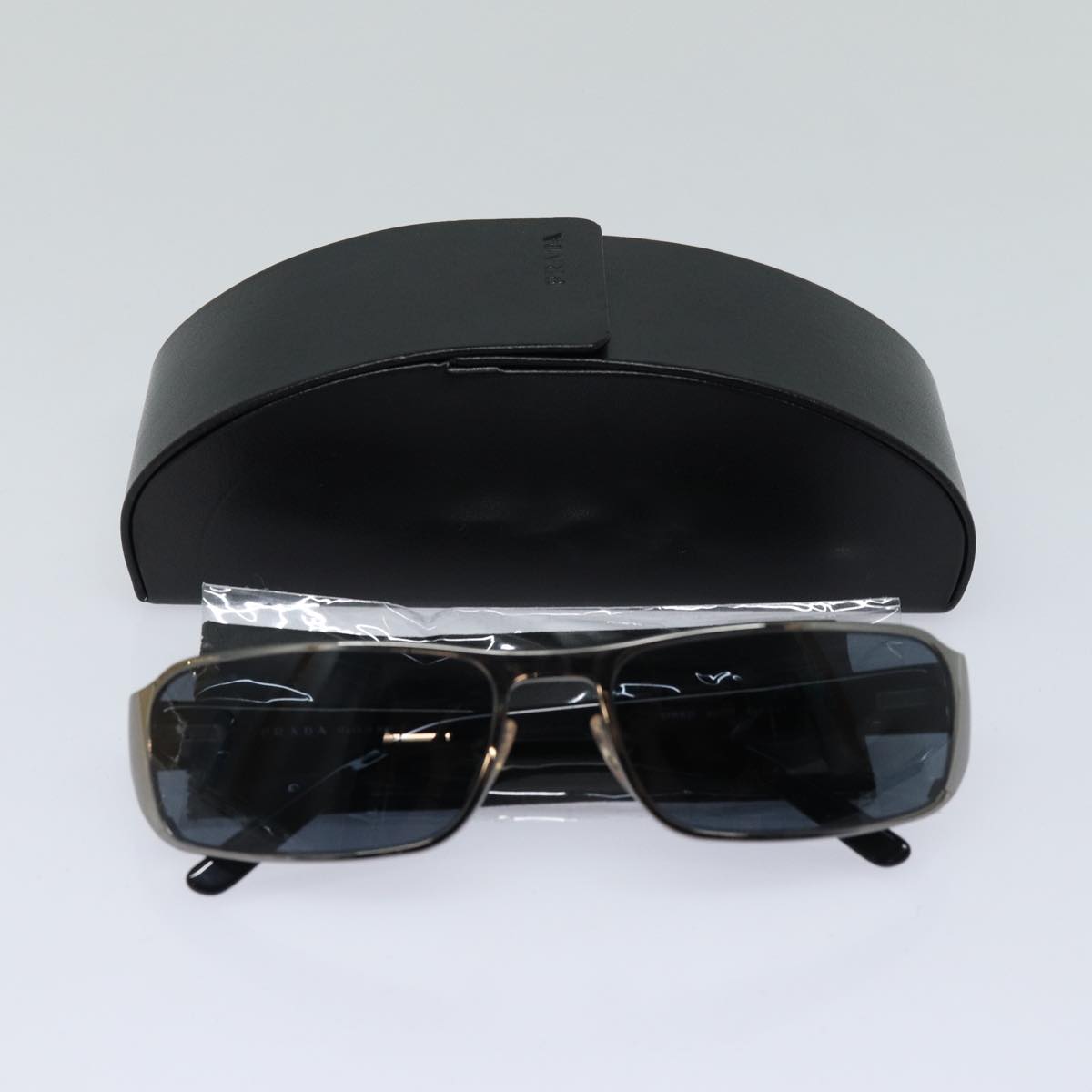 PRADA Sunglasses metal Black Silver Auth ar12441