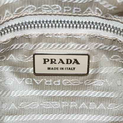 PRADA Shoulder Bag Nylon Beige Silver Auth ar12464