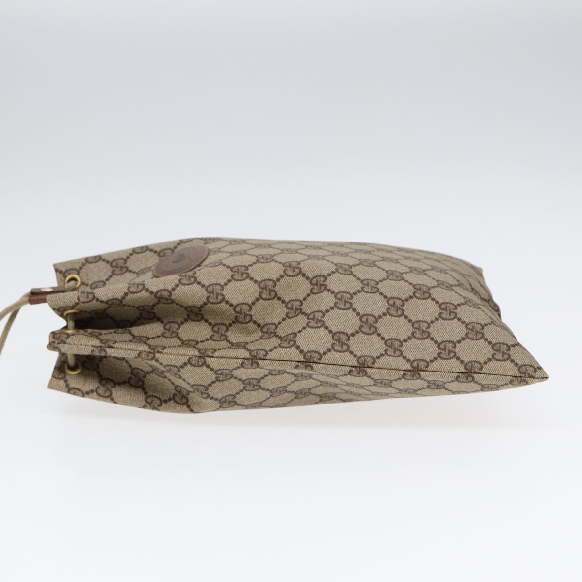 GUCCI GG Supreme Purse Hand Bag PVC Leather Beige Gold 97 19 303 Auth ar12496