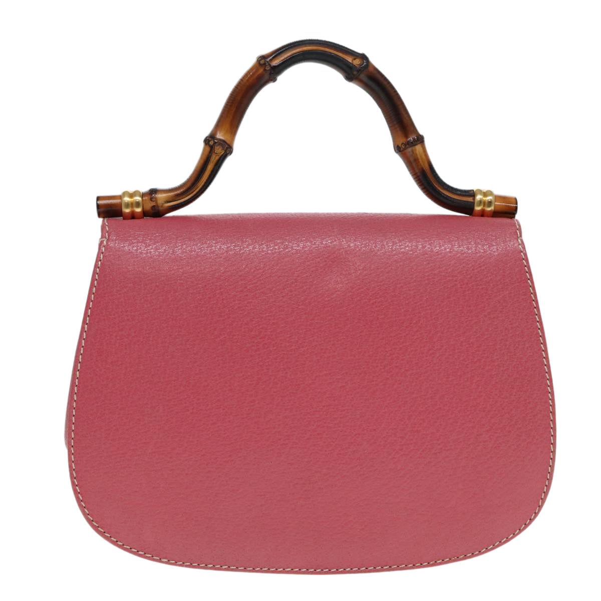 GUCCI Bamboo Hand Bag Leather Pink Gold 000 781 0244 Auth ar12497A