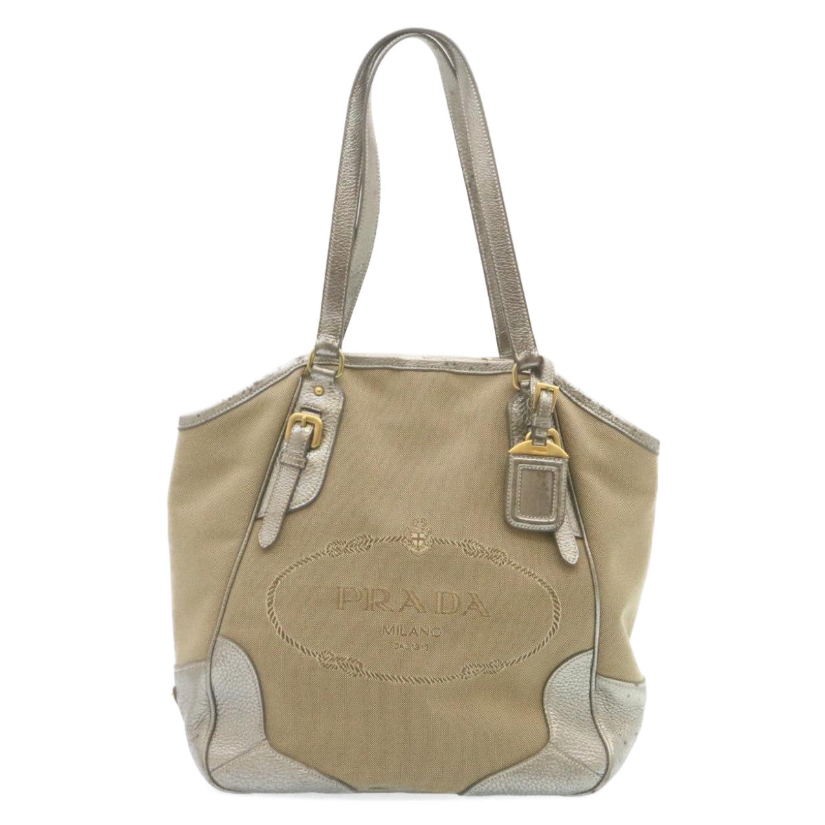 Prada Tote Bag Canvas Beige  ar6404