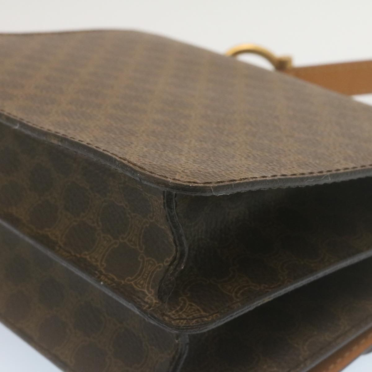 Celine Macadam Canvas Hand Bag PVC Leather Brown  ar6568