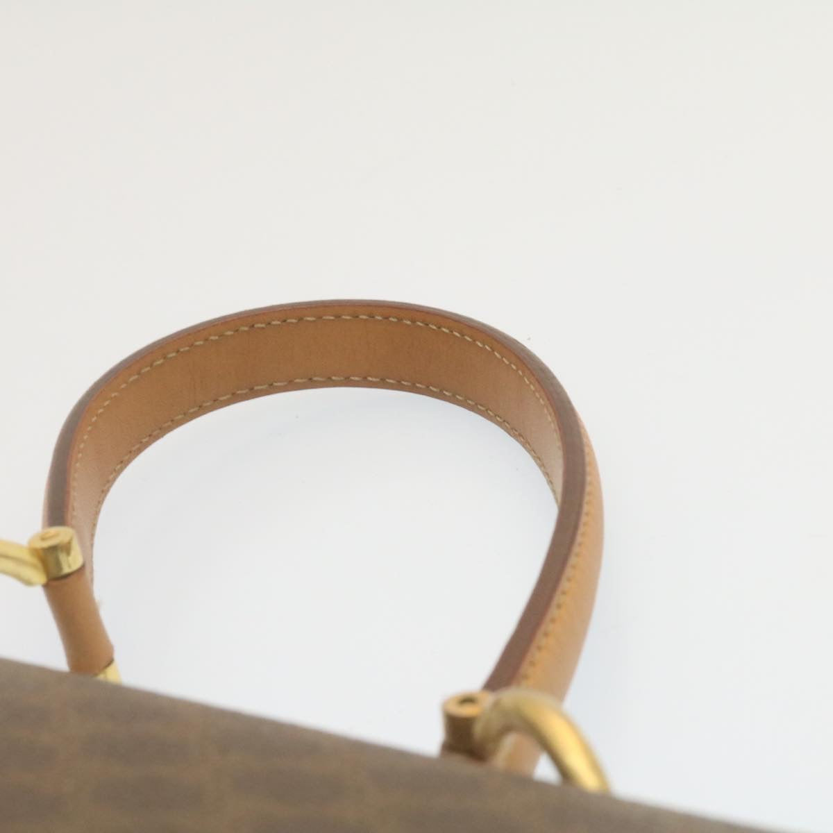 Celine Macadam Canvas Hand Bag PVC Leather Brown  ar6568