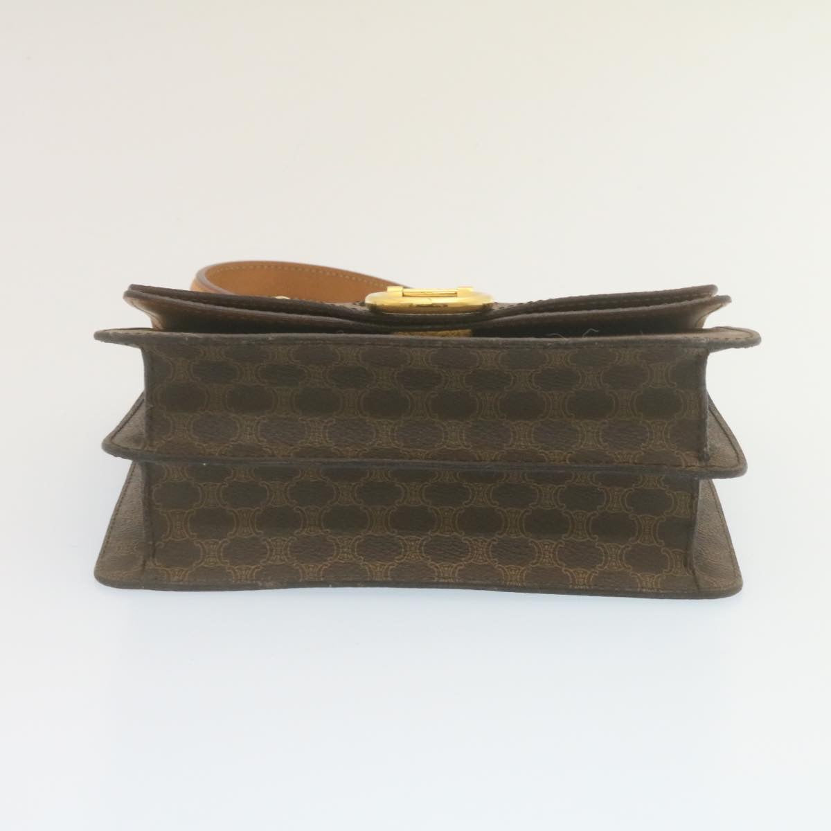 Celine Macadam Canvas Hand Bag PVC Leather Brown  ar6568
