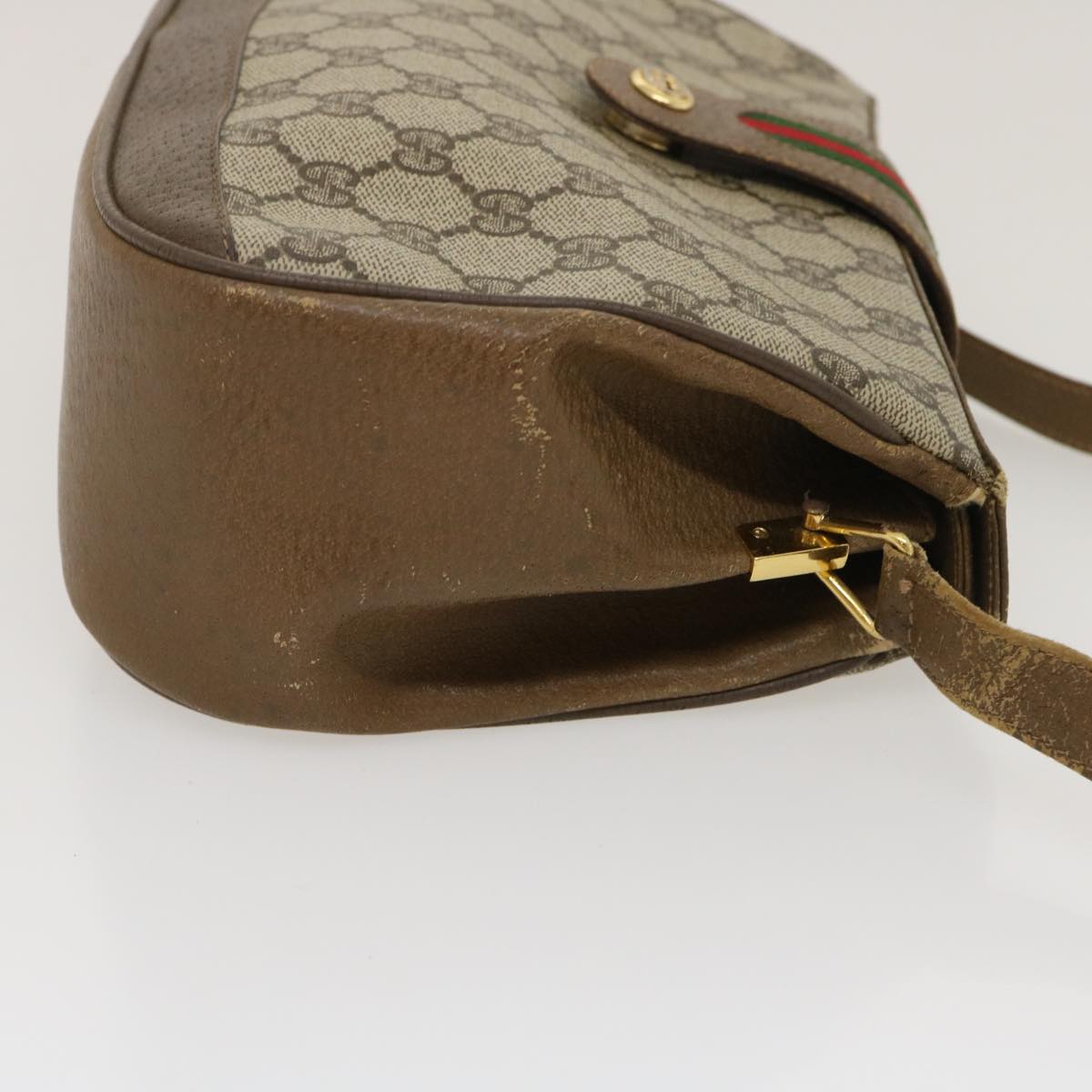 GUCCI Web Sherry Line GG Canvas Shoulder Bag Beige Red Green  ar6721