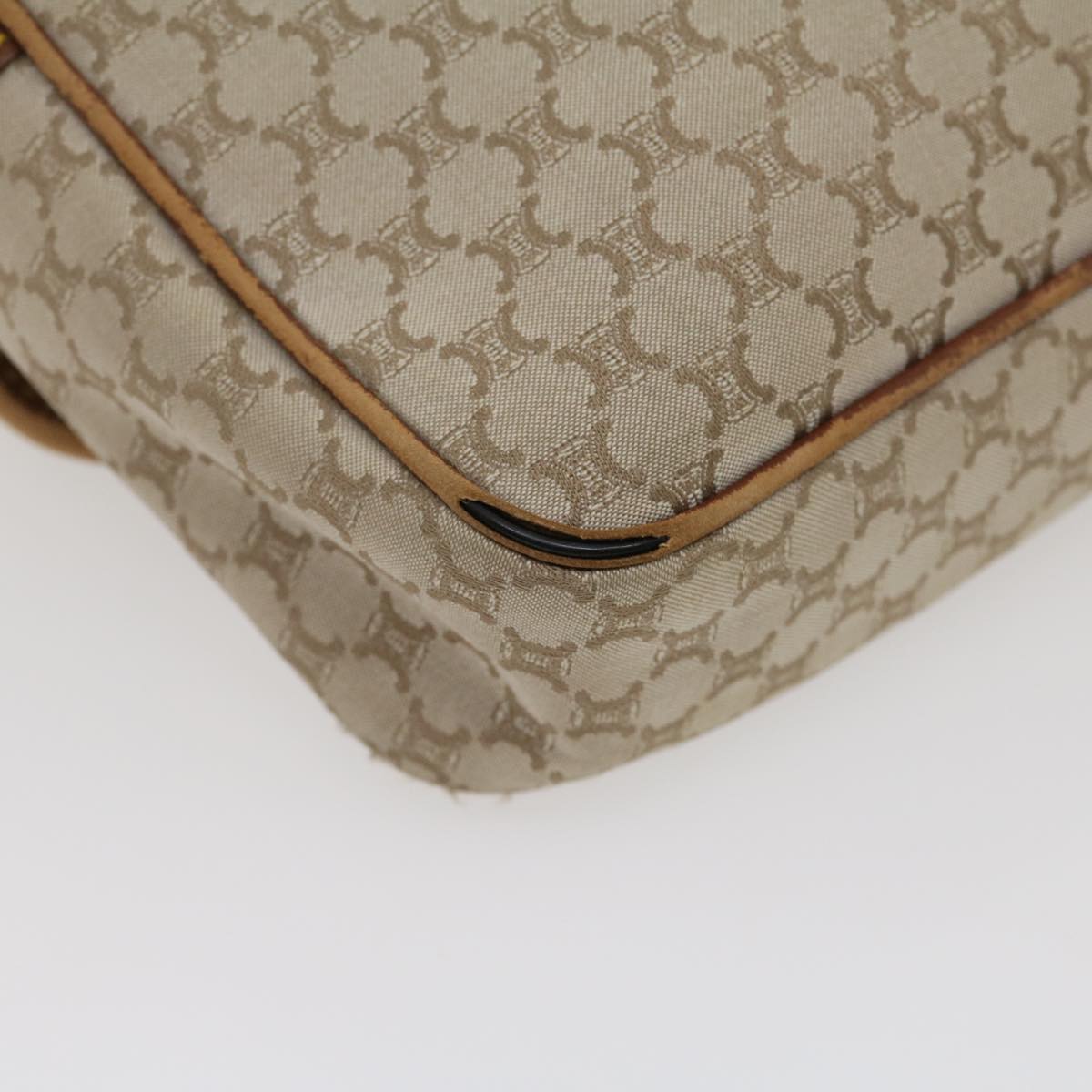 Celine Macadam Canvas Shoulder Bag Beige Brown  ar7069