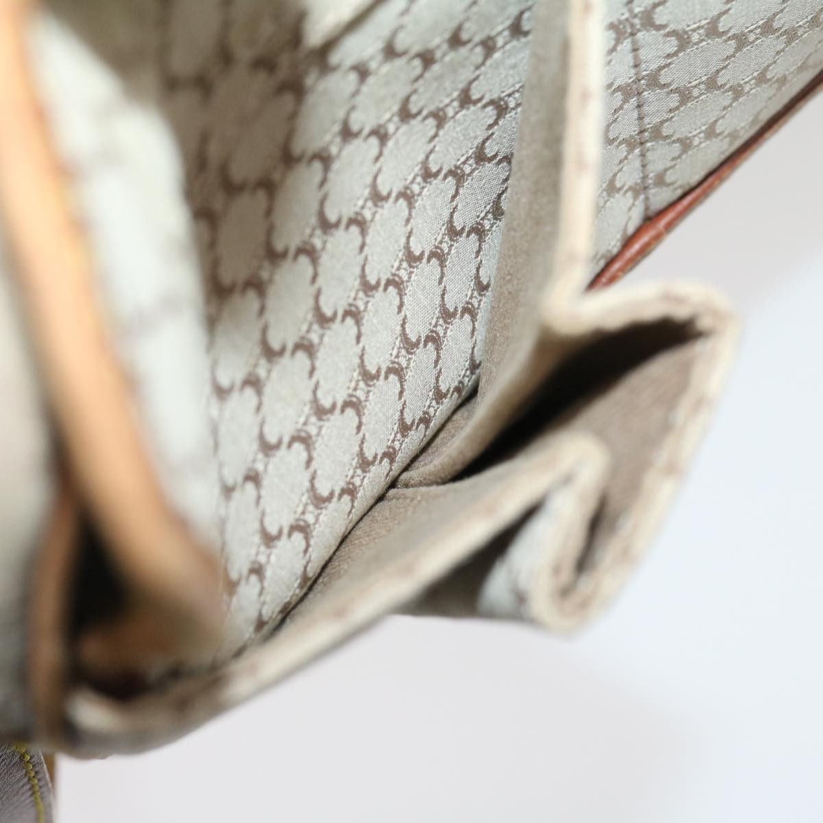 Celine Macadam Canvas Shoulder Bag Beige Brown  ar7069