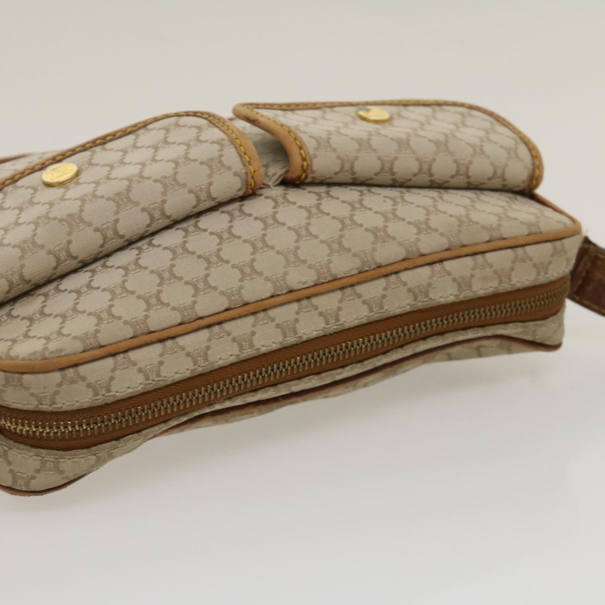Celine Macadam Canvas Shoulder Bag Beige Brown  ar7069
