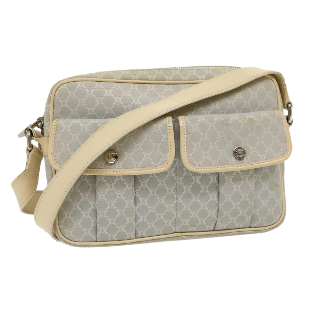 Celine Macadam Canvas Shoulder Bag Light Blue  ar7070