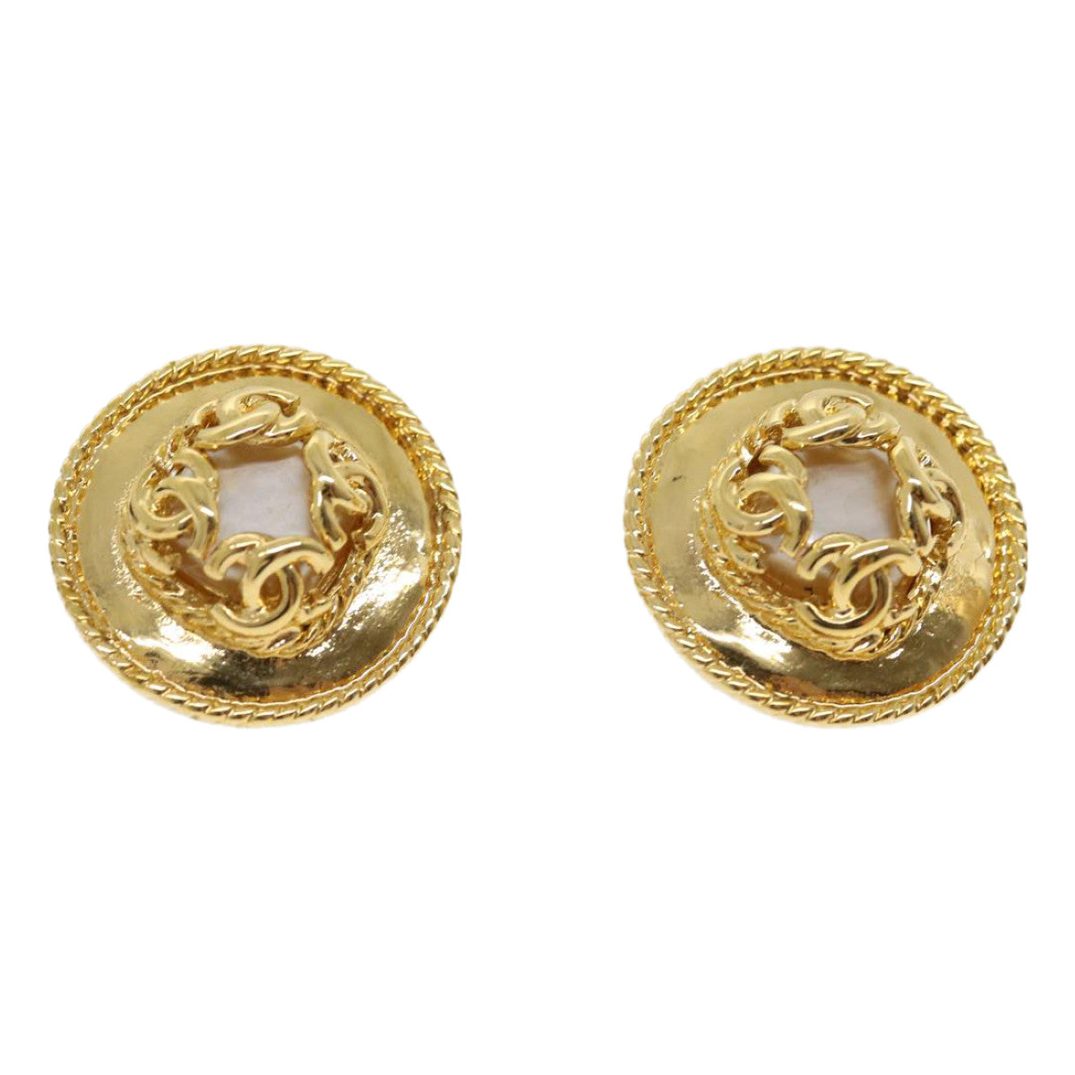 Chanel COCO Mark Earring Gold CC Auth ar7354