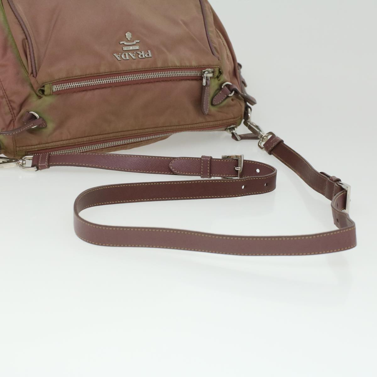 Prada Shoulder Bag Nylon Wine Red  ar8327