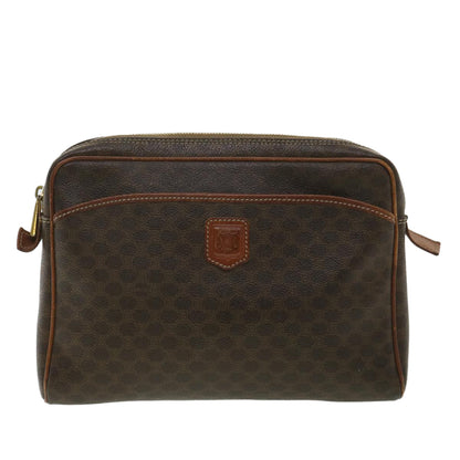 Celine Macadam Canvas Clutch Bag PVC Leather Brown  ar8568