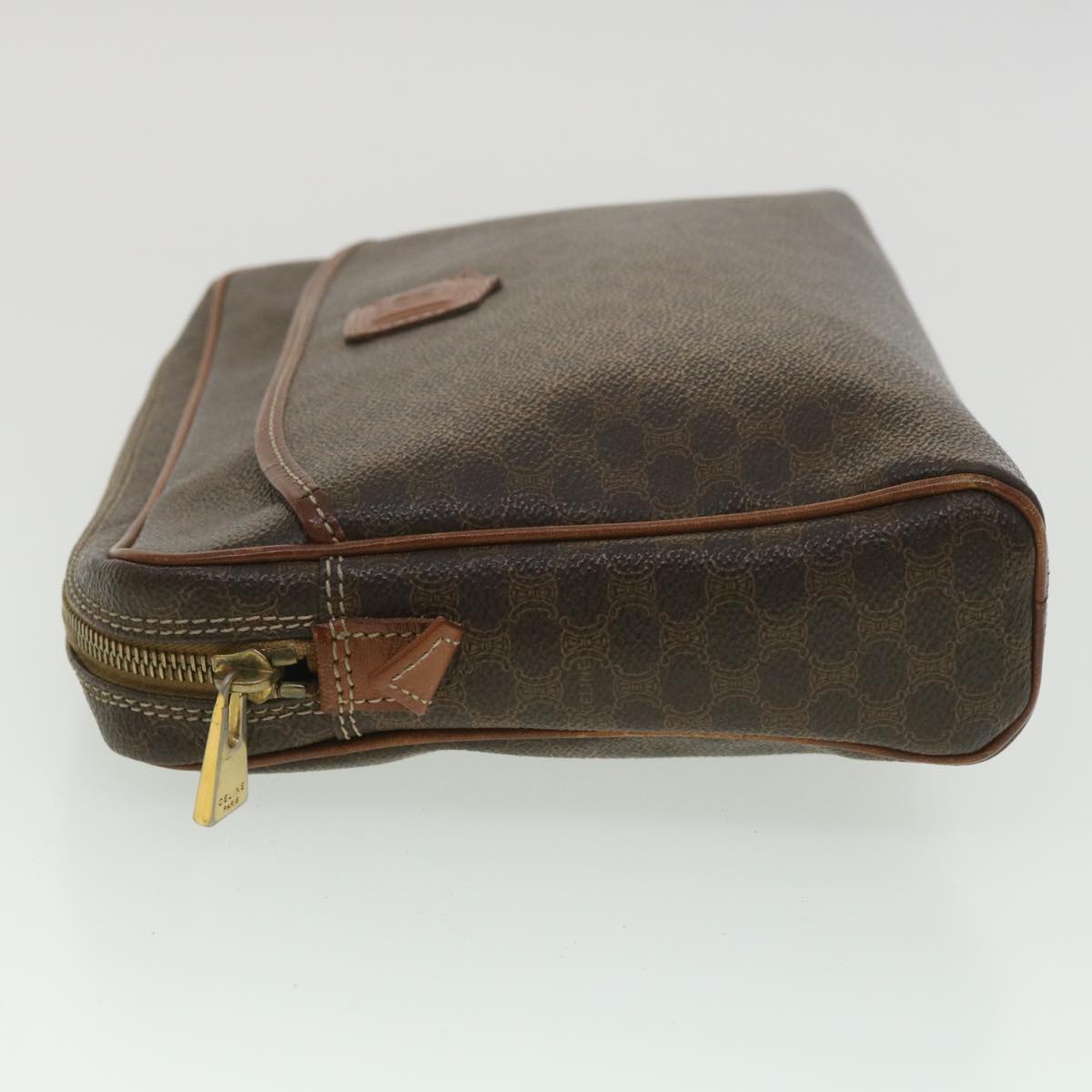 Celine Macadam Canvas Clutch Bag PVC Leather Brown  ar8568