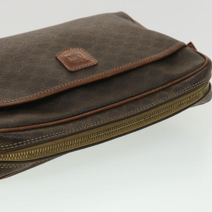 Celine Macadam Canvas Clutch Bag PVC Leather Brown  ar8568
